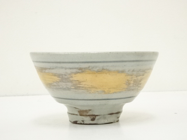 道具 ] - 道具 南山窯 目黒威徳造 染付金蒔灰釉茶碗（共箱